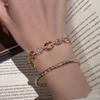 Inspiration Design Glossy Retro Interlocking Diamonds Inlay Bracelet Light Luxury Stacking Style Bracelet Banquet  Gift