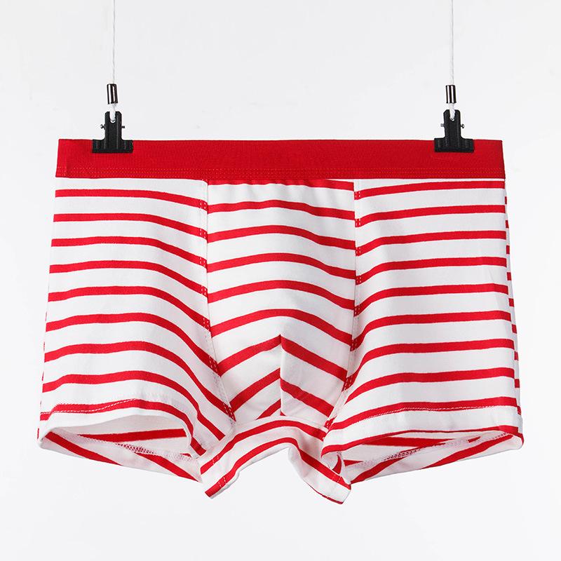 Pure Cotton Striped Men's Mid-Waist Boxer Briefs, Plus Size, Sporty and Trendy.