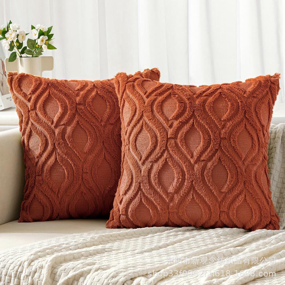 

Geometric Patterns Solid Color Throw Pillow Covers Soft Plush Pillowcase For Sofa Pillow Case Home Decor Couch Cushion Cover 40x40cm 1pcs