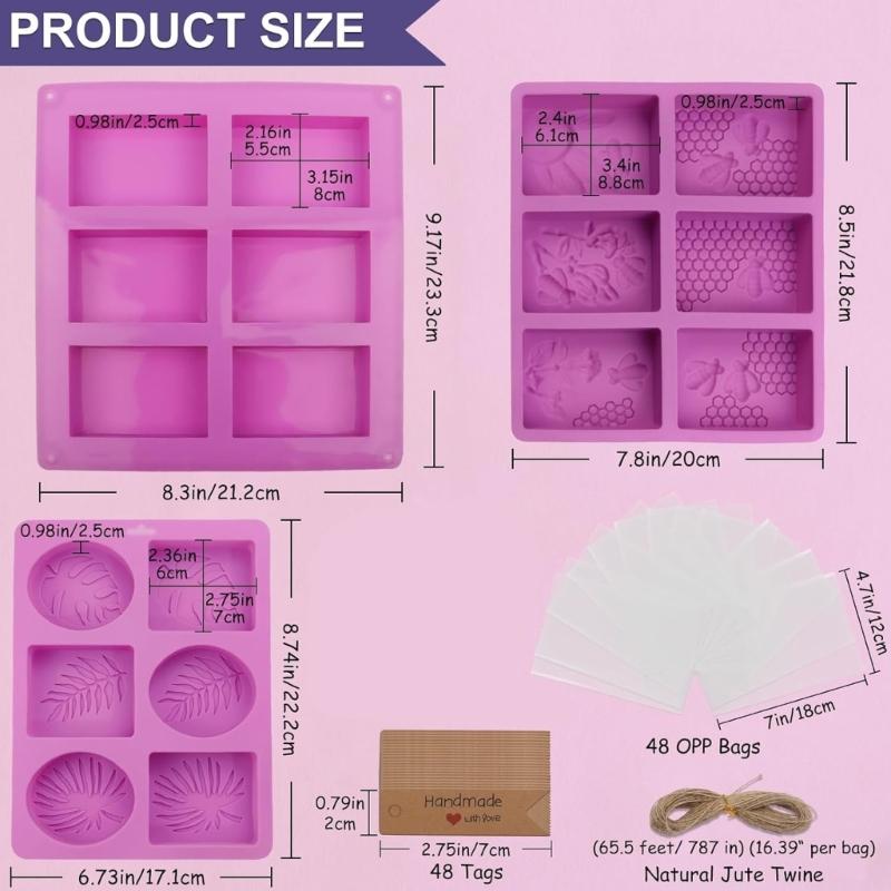 DIY Soap Making Supplies 102 Piece Set with Flexible Designs, Wrapping Bags, , and Soap Bags for Craft Projects