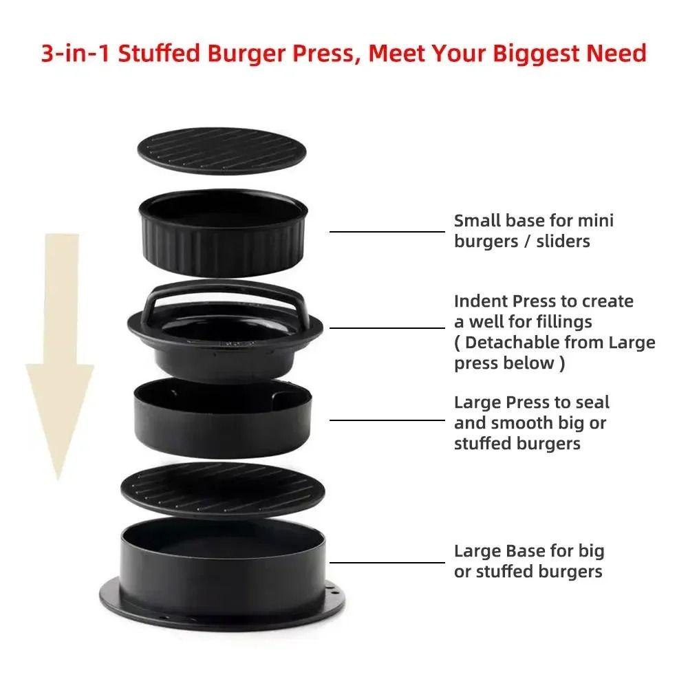 Non Stick Hamburger Patty Maker Food-Grade Stuffed Burger Patty Press  Grill