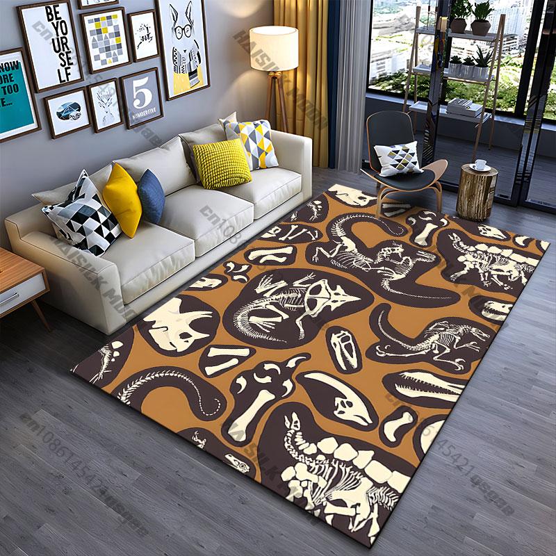 Dinosaur Fossils and Skeletal Patterns Carpet Yoga Living Room Room Decor Children's Crawling Mat Doormat Area Rug
