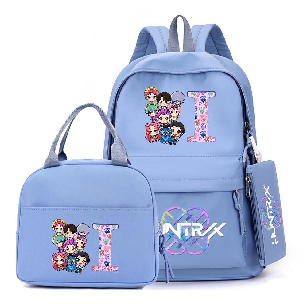 3Pcs/set 26 English Letter K-Pop Printed Backpack with Handbag Pencil Case for Teenager Student Boy Girl Bookbag Women Large Capacity Travel Bag