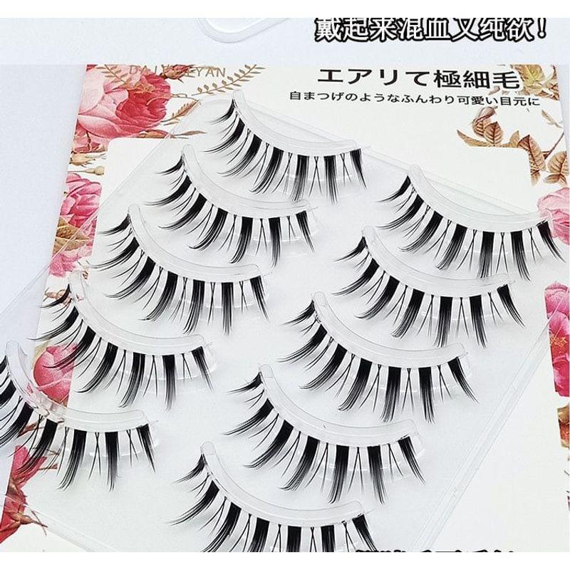 Lashie - Set of 5 Pairs: Spikey Clear Band False Eyelashes