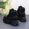 Fashion Autumn Women High Top Leather Shoes Platform Wedge Sneakers Chunky Shoes Hidden Heel 10 CM Brown Black Women Casual Shoes