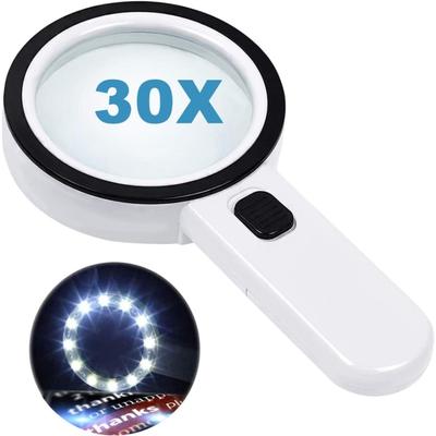 Portable Reading 30x Magnifier with 12 LED Lights