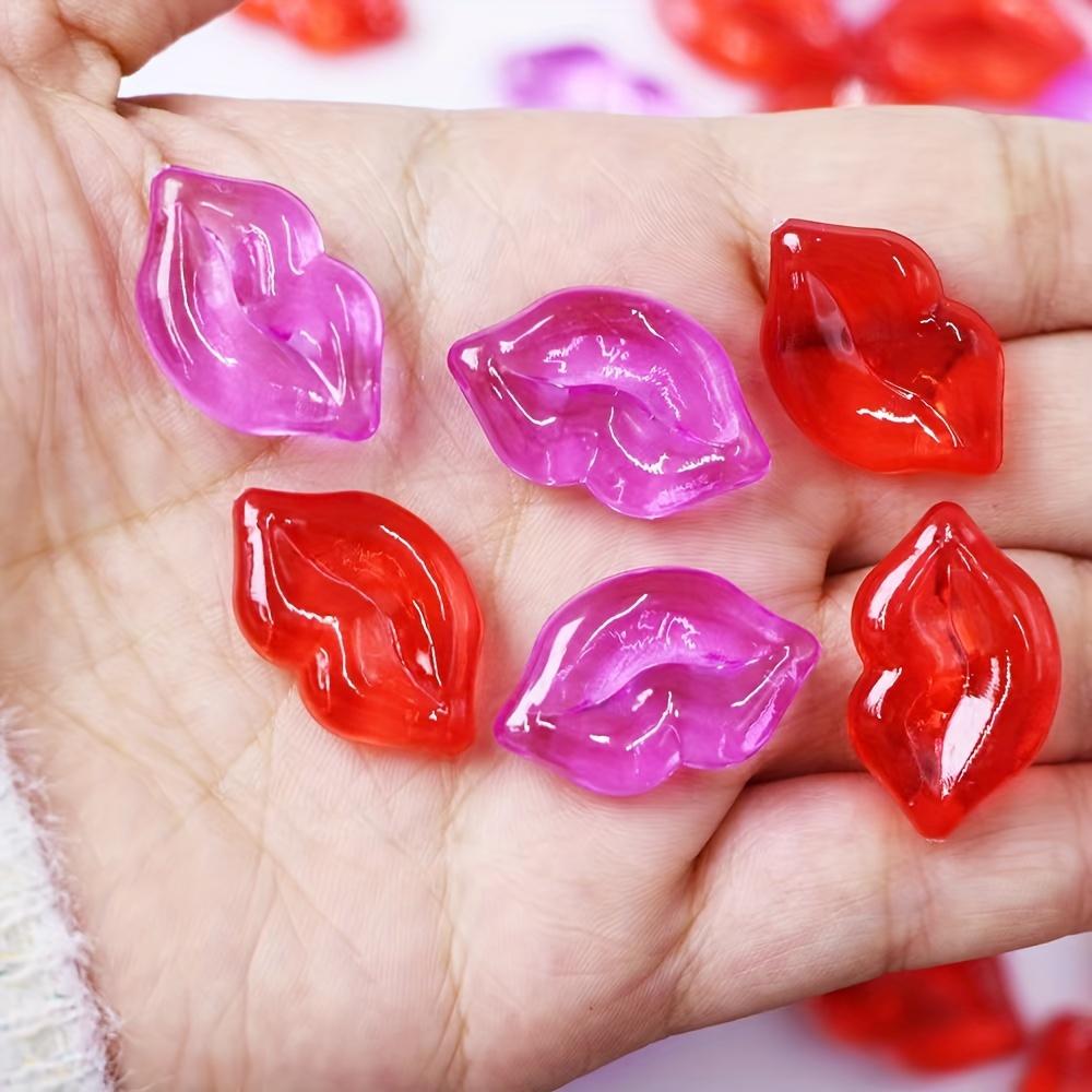 50 Lip Resin Bead Combination - Non porous, Perfect for Valentine's Day, Wedding, Party, and Craft Jewelry Making Supplies
