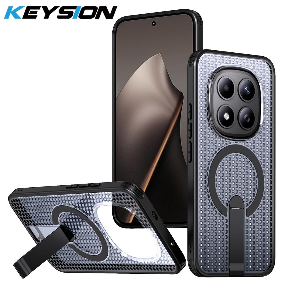 KEYSION Hollow Heat Dissipation Case for Redmi Note 15 Pro+ 5G 15 Pro 4G Magnetic Cooling Hide Stand Shockproof Phone Back Cover