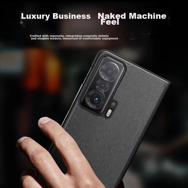 Honor Magic Vs Foldable Phone Case, Huawei Vs Smart Flip Cover Window Ultimate Edition Leather Full Protection Shockproof Outer, Classic, Black
