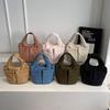Casual Nylon Basket Handbag Women's Commuter Tote Bag Multi-Pocket Simple Design Lightweight Portable Lunch Bag Vegetable Basket