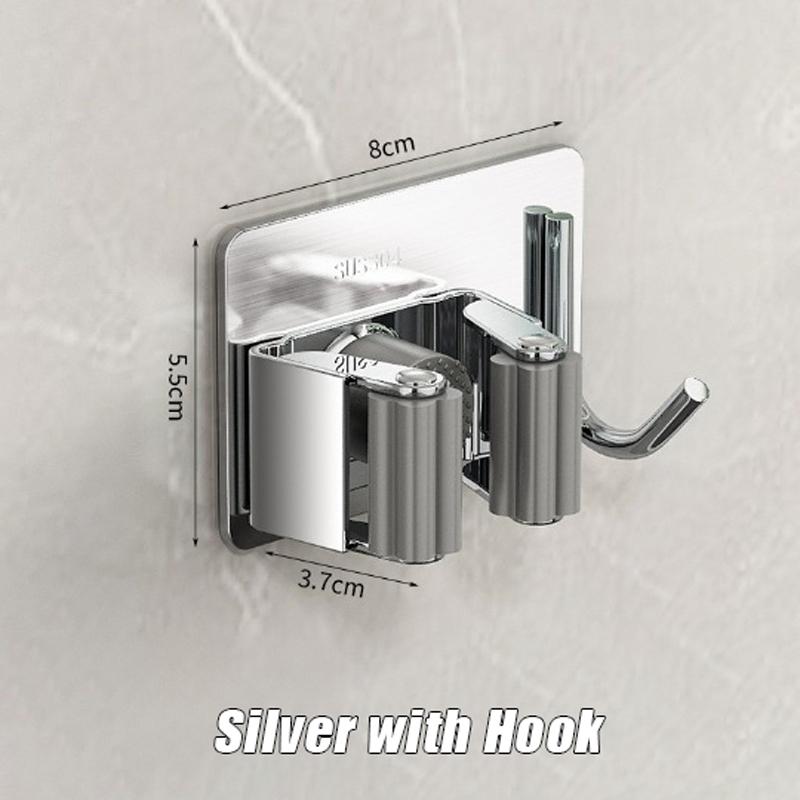 Xiaomi 1-3PCS Stainless Steel Household Storage Rack Bathroom Nail-free Hook Wall-mounted Mop Storage Rack Waterproof Broom Rack