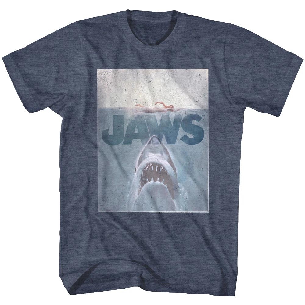 Jaws Shark Attack Vintage Movie Poster Men s T Shirt Spielberg Horror Attack Top 4XL