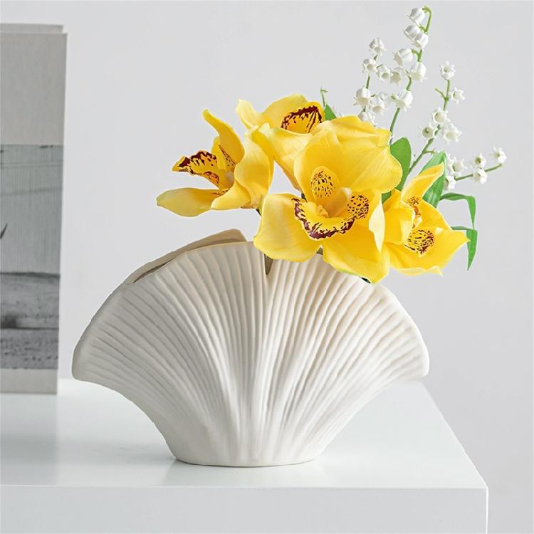 Modern Resin Art Flower Vases Coastal Clam Shell Shape Decorative Vases for Aesthetic Living Room Centerpieces Decors