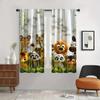 Cartoon Animal Zoo Forest Family Print Curtains Rod Pocket Mount Digital Printed for Living Room Kitchen Bedroom Home Decor 2pcs