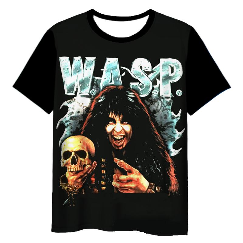 T-shirt imprimé 3D Rock Band W.A.S.P, Vêtements de rue tendance pour hommes et femmes