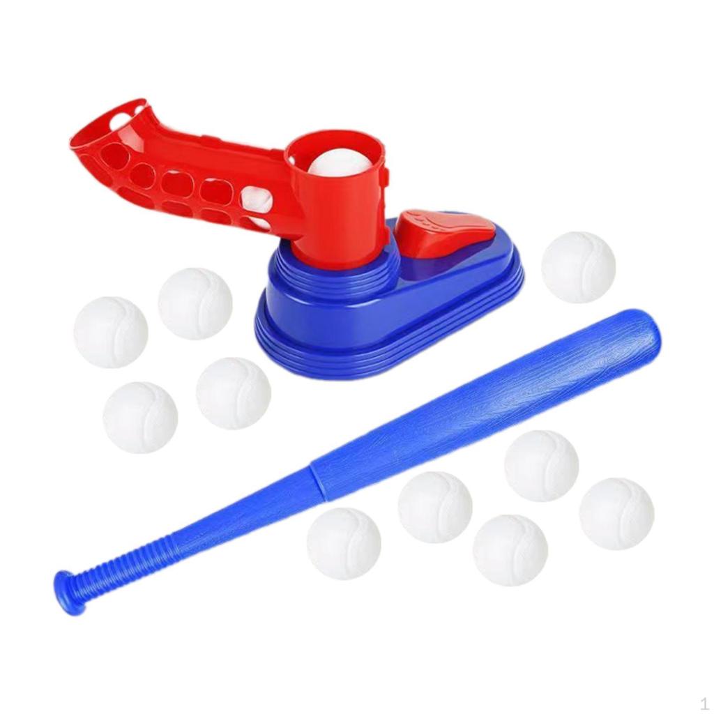Kids Baseball Pitching Machine with Bats and 10 Baseballs Practice Backyard Gift Games Entertainment