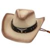 Western Cowboy Straw Hat Tibetan Sun Hat Bull Head Jazz Hat Sun Protection Hat Sun Shade Beach Hat