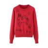 Womens 2026 Crew Neck Knit Top With Cute Pony Embroidery Versatile Casual Sweater