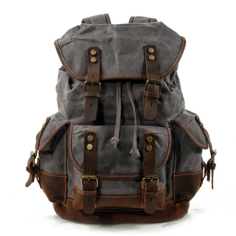 Vintage Canvas Backpacks for Men Laptop Daypacks Waterproof Rucksacks Large Waxed Mountaineering Travel Pack Vintage Backpack