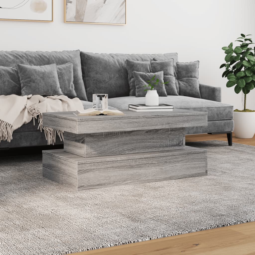 Coffee Table with LED Lighting, Grey Sonoma Oak, 90x50x40 Cm