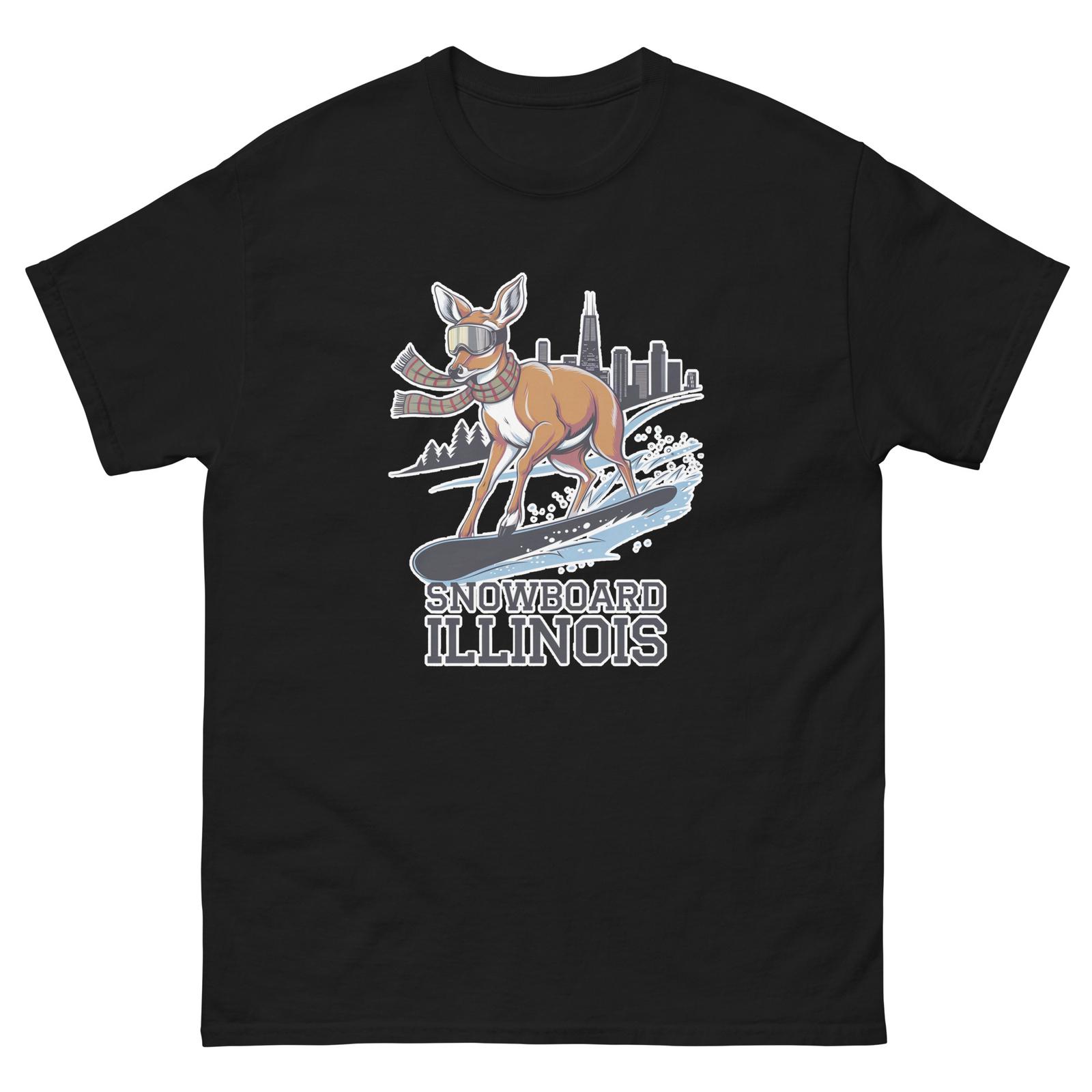 Snowboard Illinois Deer USA Snowboarding Animal T-Shirt S
