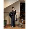 Early Autumn New Coffee Break Temperament Black Knitted Dress Waist Thin Long Sleeve Sweater Skirt
