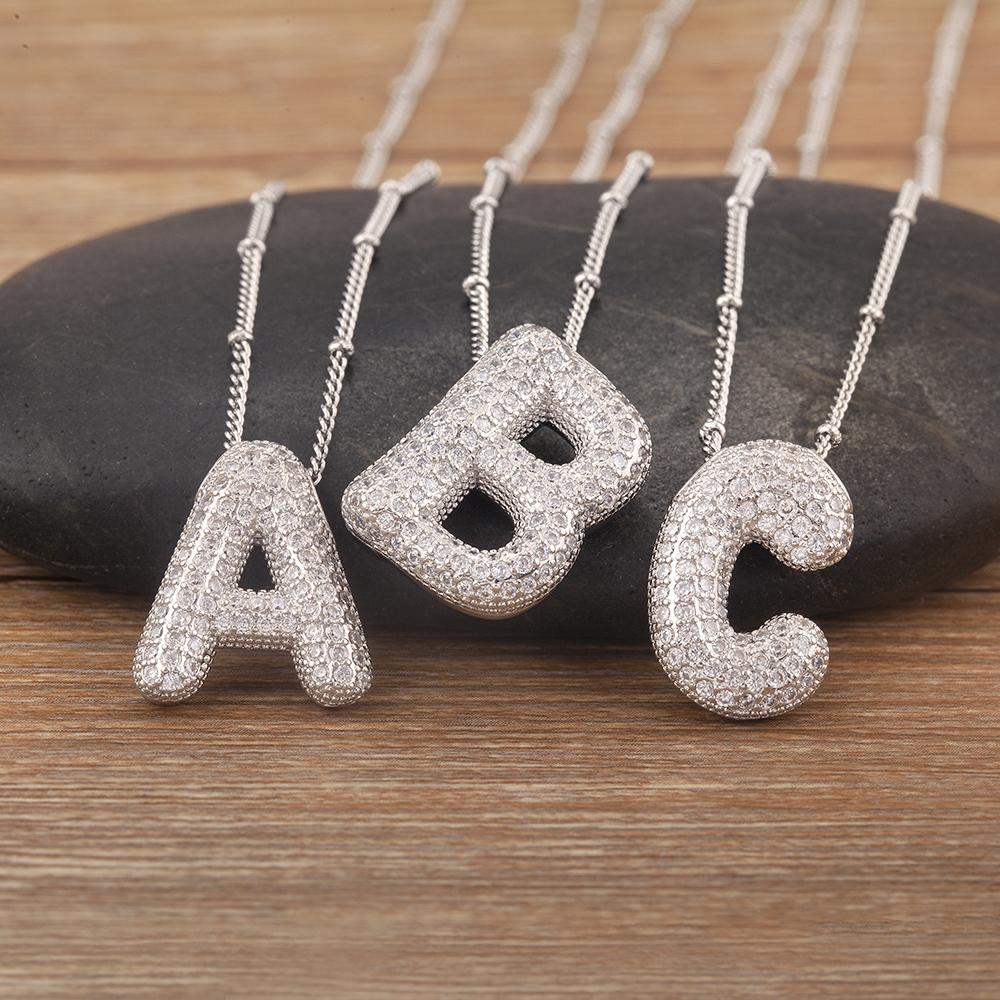 

Nidin Hot Sale Pave Crystal Zircon A-Z Letters Pendant Necklace Male And Female Couples Name Initials Alphabet Jewelry Fine Gift