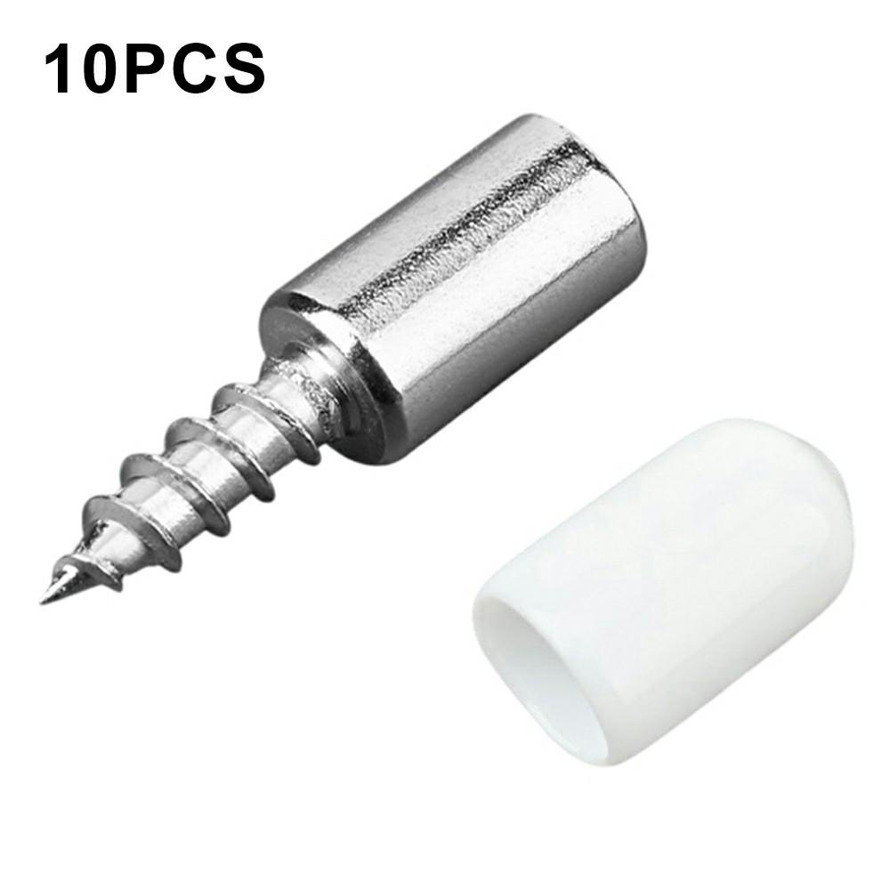 

10Pcs Self Tapping Shelf Support Pins Cabinet Fixing Glass Partition Holder Iron Screws with Rubber Sleeve C