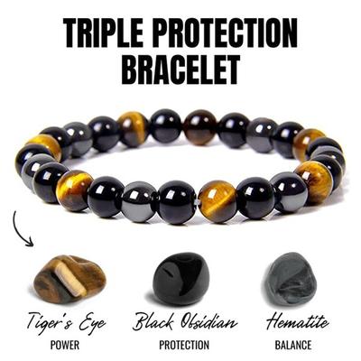 8/10mm Occhio di tigre ed ematite e pietra di ossidiana nera Bracciale con perline Moda uomo Bracciale in pietra naturale Gioielli Braccialetti regalo per le donne Halloween