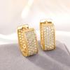 Pave Set Sparkling Huggie Hoop Earrings for Women Elegant Square Shaped Silver Tone Earrings Fashion Daily Party Jewelry