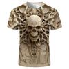 3D Skull Graphic Short Sleeve T-Shirt, Edgy Streetwear Essential