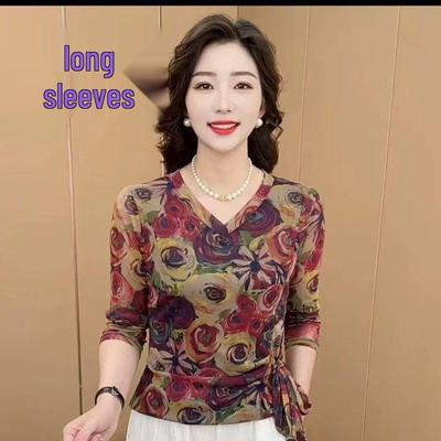Early Autumn V-Neck Long Sleeve Casual Print Shirt for Women