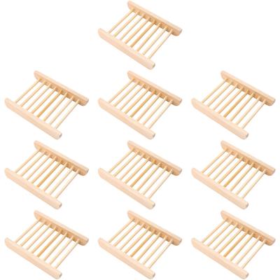 10 Pcs Soap Box Rack Bathroom Tray for Counter Dish Drainer Holder Automatic Drainage Wooden Travel