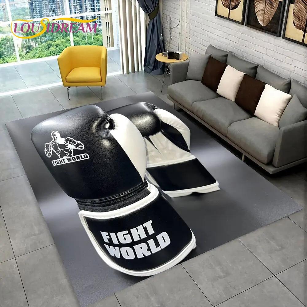 3D Boxing Gloves Boxer Fight Area Rug Large,Carpet Rug for Living Room Bedroom Sofa Doormat Decoration,kids Non-slip Floor Mat