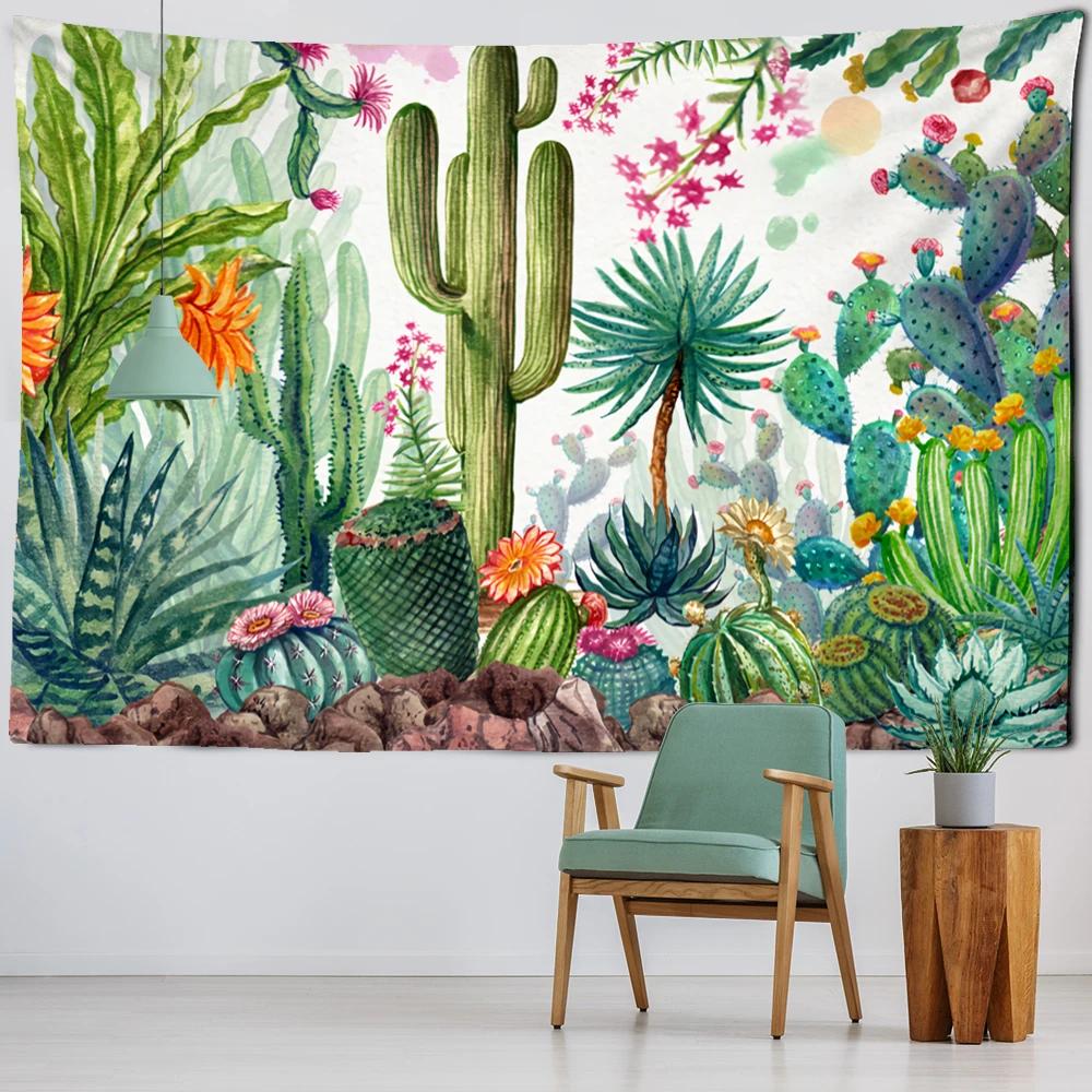 Cactus Tropical Plant Tapestry Wall Hanging Boho Style Hippie Cartoon Cute Children's Room Home Decor
