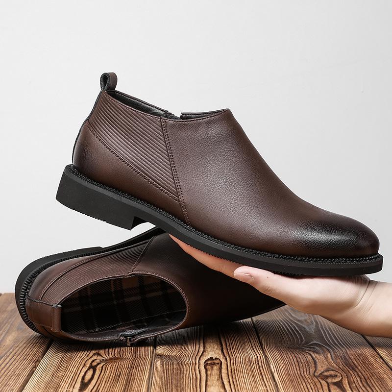 Mens Casual Business Office Formal Dress Chelsea Boots Shoes Genuine Leather Boot Black Ankle Botas Hombre Chaussure 2025