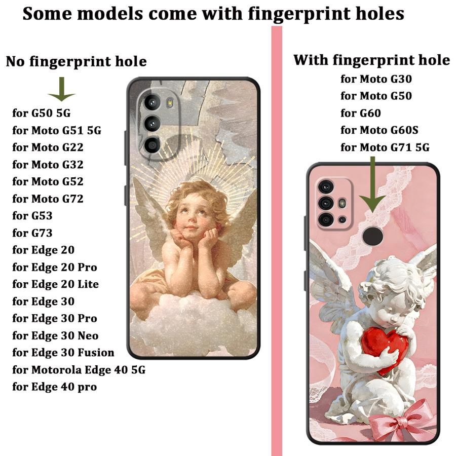 Cute Angel Phone Cover Case for Motorola Moto G51 G73 G50 G32 Edge 20 Pro 30 Lite G71 G22 Edge40 G52 G53 G30 G60s