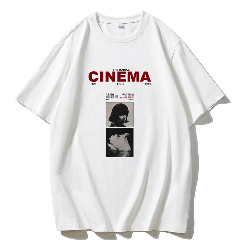 Hirsionsan Cinema Letter Printed T Shirt Women Summer Cotton