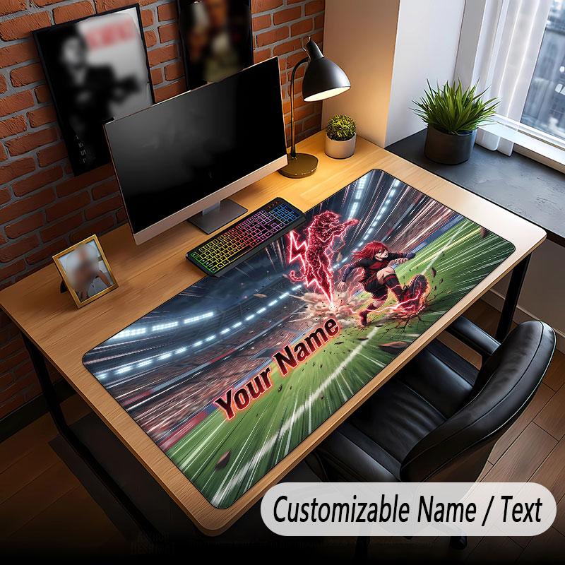 Custom Name Extended Mouse Pad,Blue Lock Gaming Desk Mat For Home Office Desktop Decor