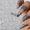 5D Embossed Gold & Silver Floral Nail Stickers with Hollow Circles & Petals