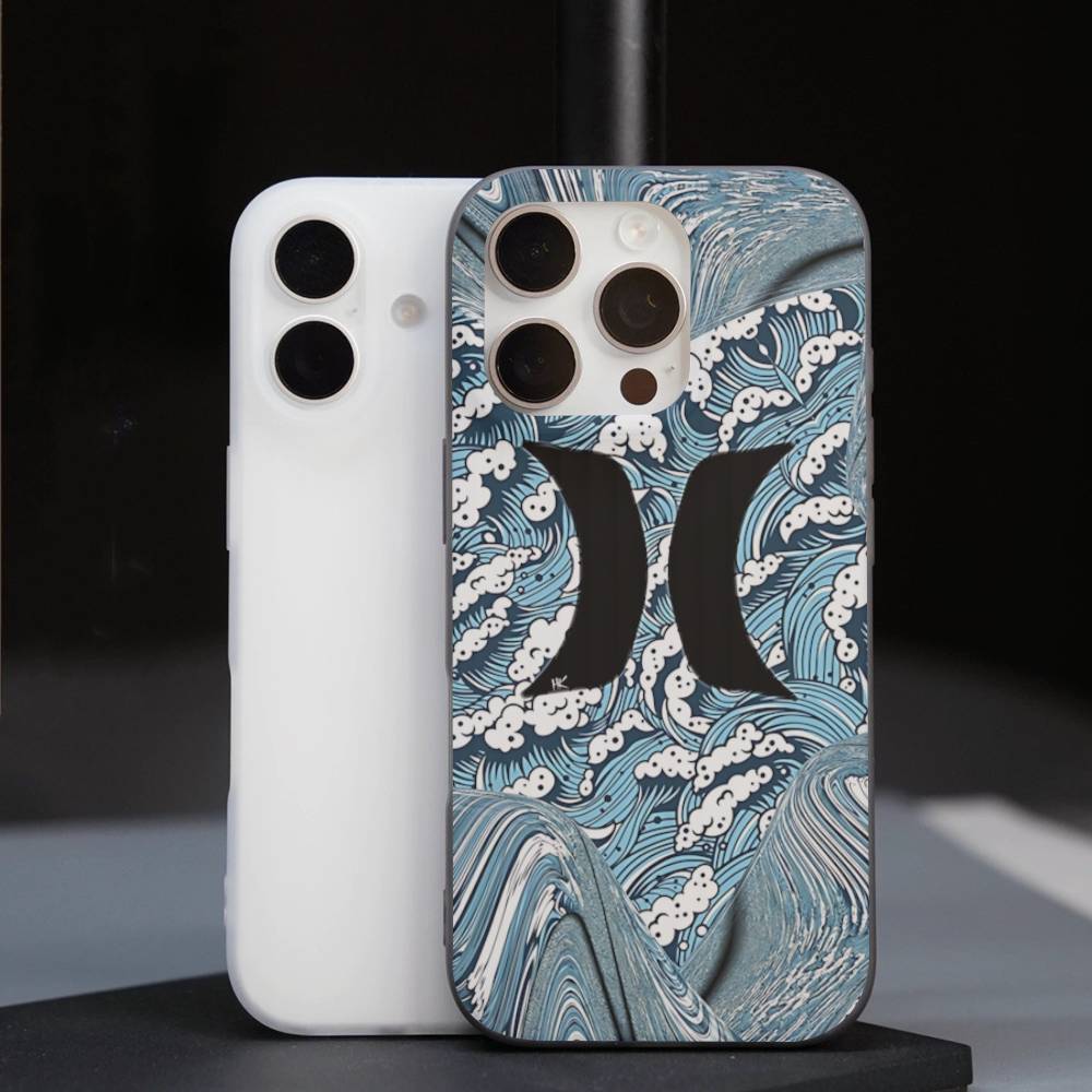 Classic Famous Brand H-HurleyS Logo For IPhone 16 15 14 13 12 11 17 Pro Max Plus Wave Corrugated Phone Case Anti Drop Cover