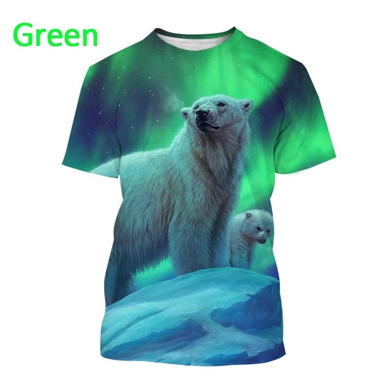 Full Print Animal Polar Bear Graphic T-Shirt For Men Summer Short Sleeve Oversized T Shirt Kids Tees Tops Clothes