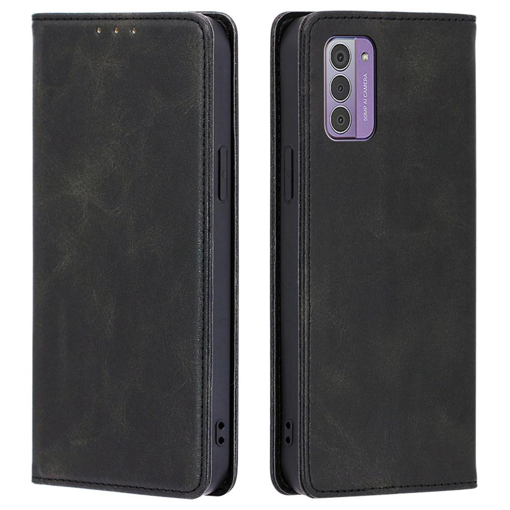 

For Nokia G42 Case Leather Calf Texture Phone Protector with Magnetic Closure Black