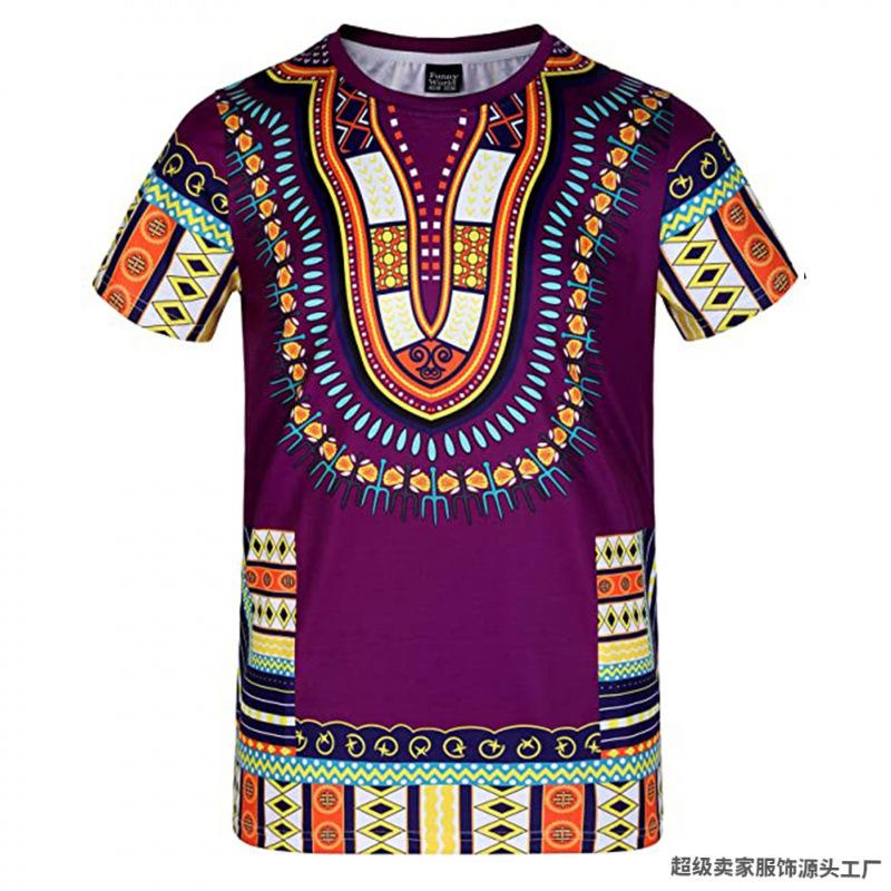 Men's 3D Printed T-Shirt Vintage Ethnic Style Pattern Printing Short Sleeve O-Neck Pullover Casual Top