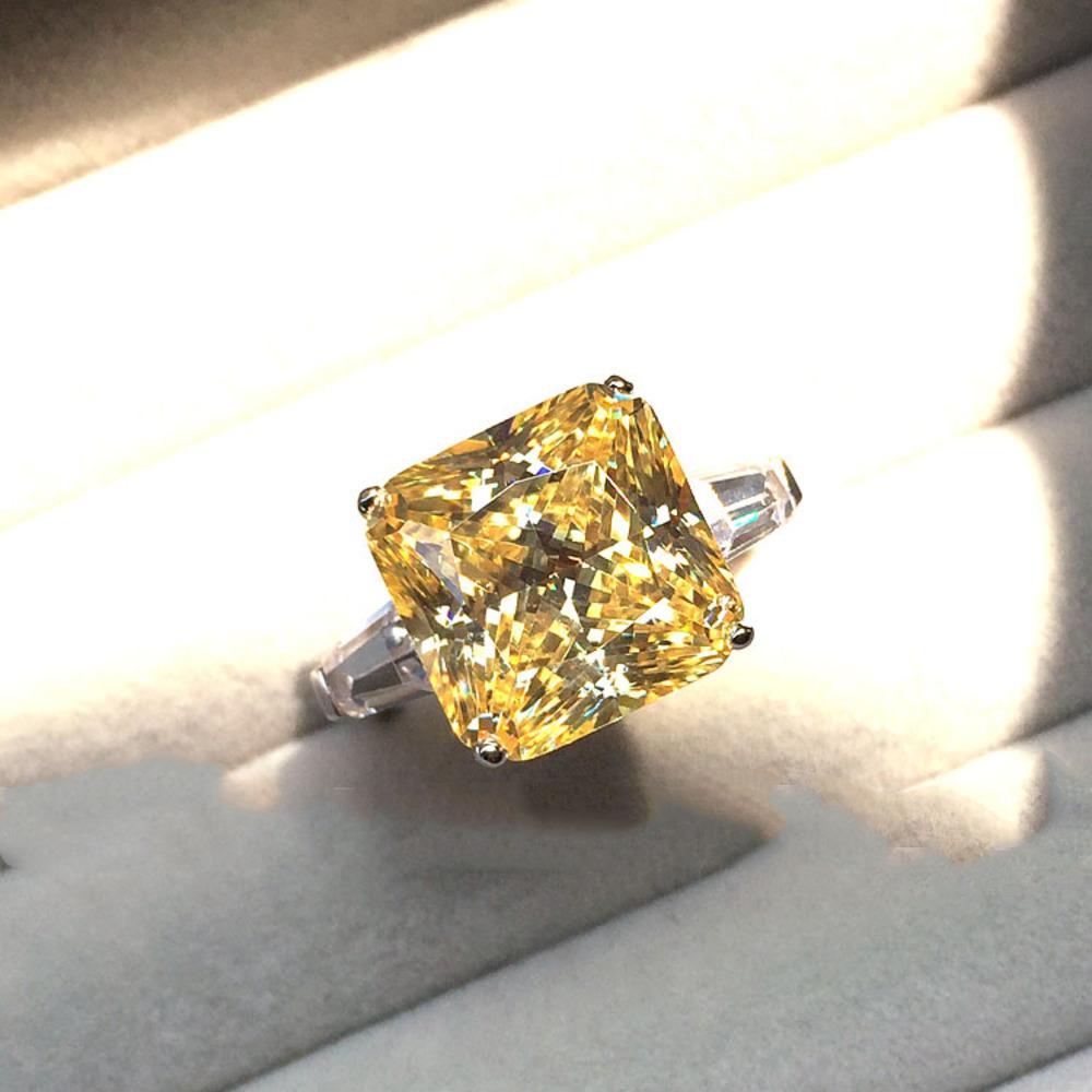 Wosikate Sparkling Princess Square Zirconia Engagement Ring For Women Copper Plated Fashion Jewelry Adjustable Finger Ring