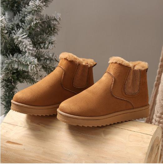 Snow Boots Women'S Thickened And Velvet Large Size Winter Fashion Warm One-Pedal Short Boots Cotton Shoes Women