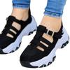 Round head thick sole low top buckle flat bottom casual sneakers