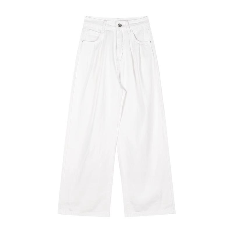 

Женские джинсы из белого денима с высокой посадкой и широкими штанинами - Коллекция начала осени 2024 L