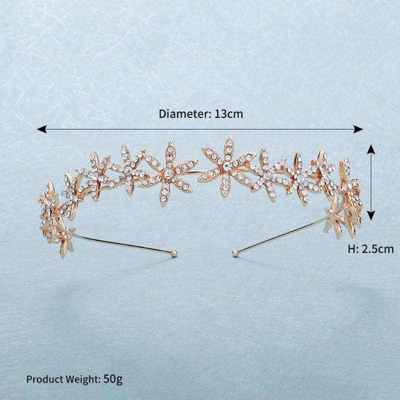 

Metal Flower Headband Bridal Inlaid With Rhinestones Retro Sweet Cool Hair Accessories Christmas