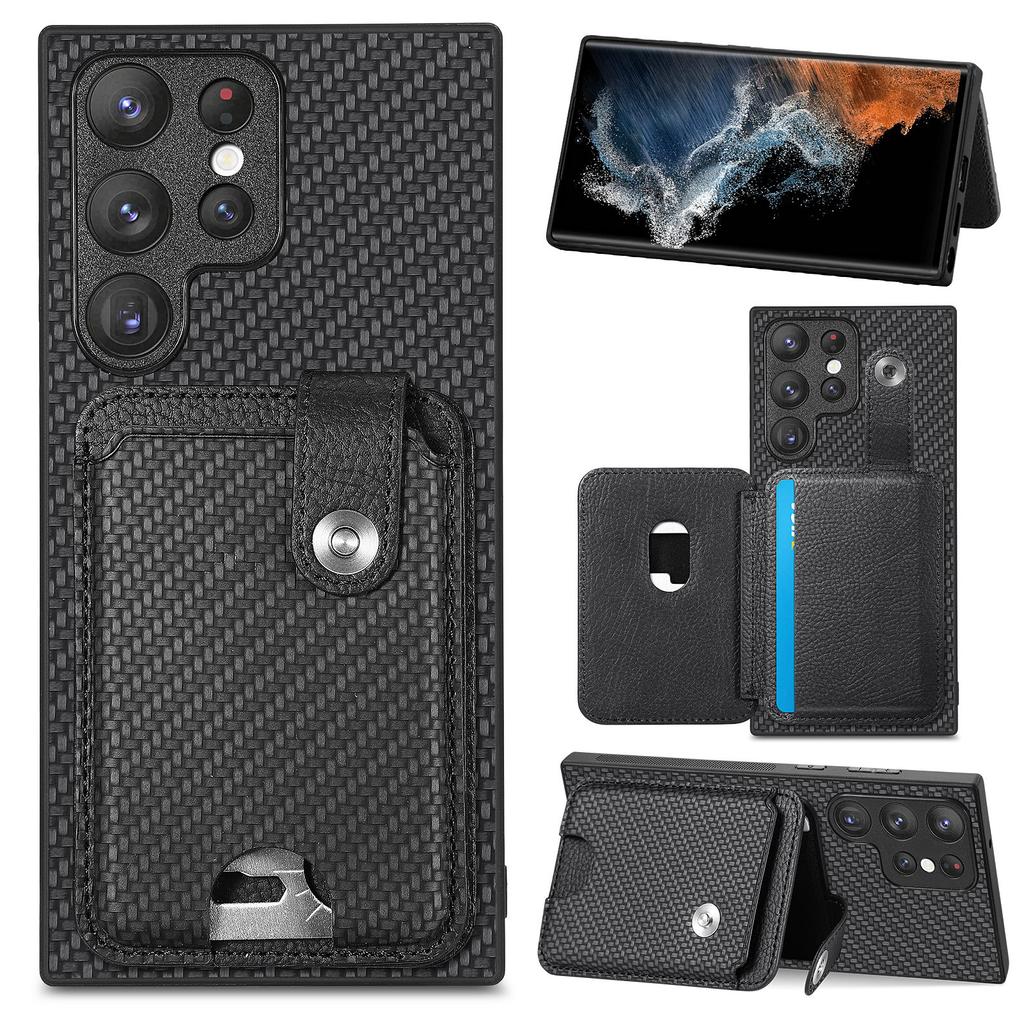 For Samsung Galaxy S25 Ultra Case Card Slots Kickstand Phone Back Cover with Card Tool